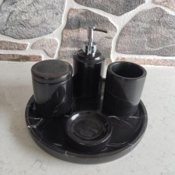 Toros Siyahı 5'li Mermer Banyo Seti